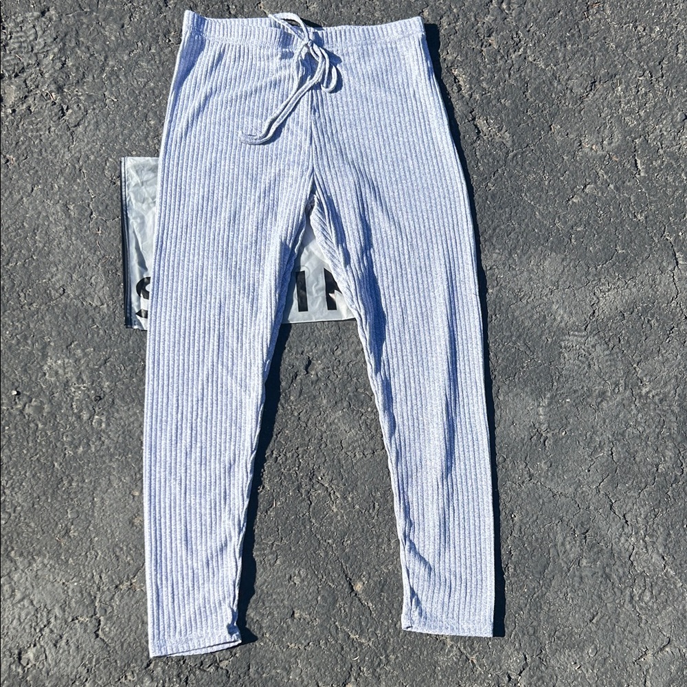 SHEIN Sports grey heater striped Straight Leg Pants